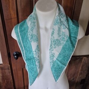 Vintage VERA Turquoise Floral Print Lightweight Scarf